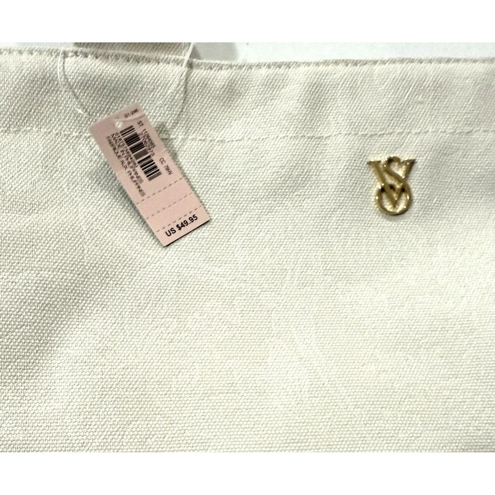 Victoria's Secret Tote Bag Limited Edition Floral Embossed White Cream & Scarf